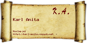 Karl Anita névjegykártya