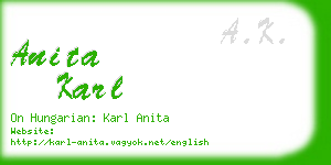 anita karl business card